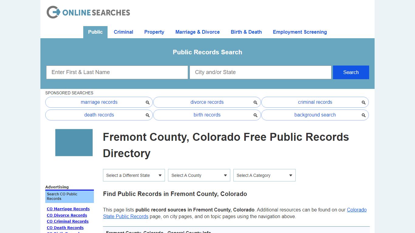 Fremont County, Colorado Public Records Directory