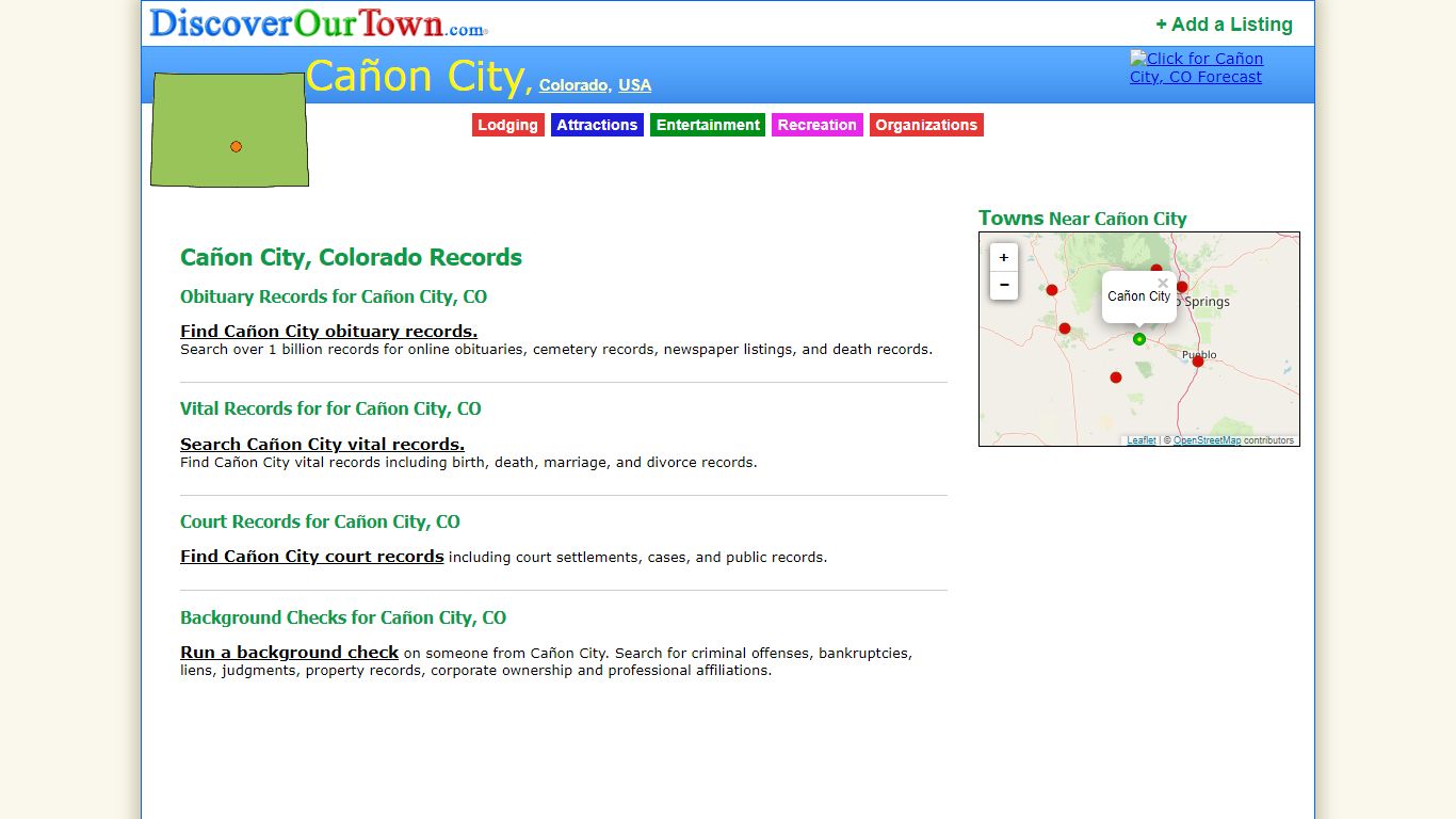 Cañon City CO Colorado Public Records, Obituaries, Court ...